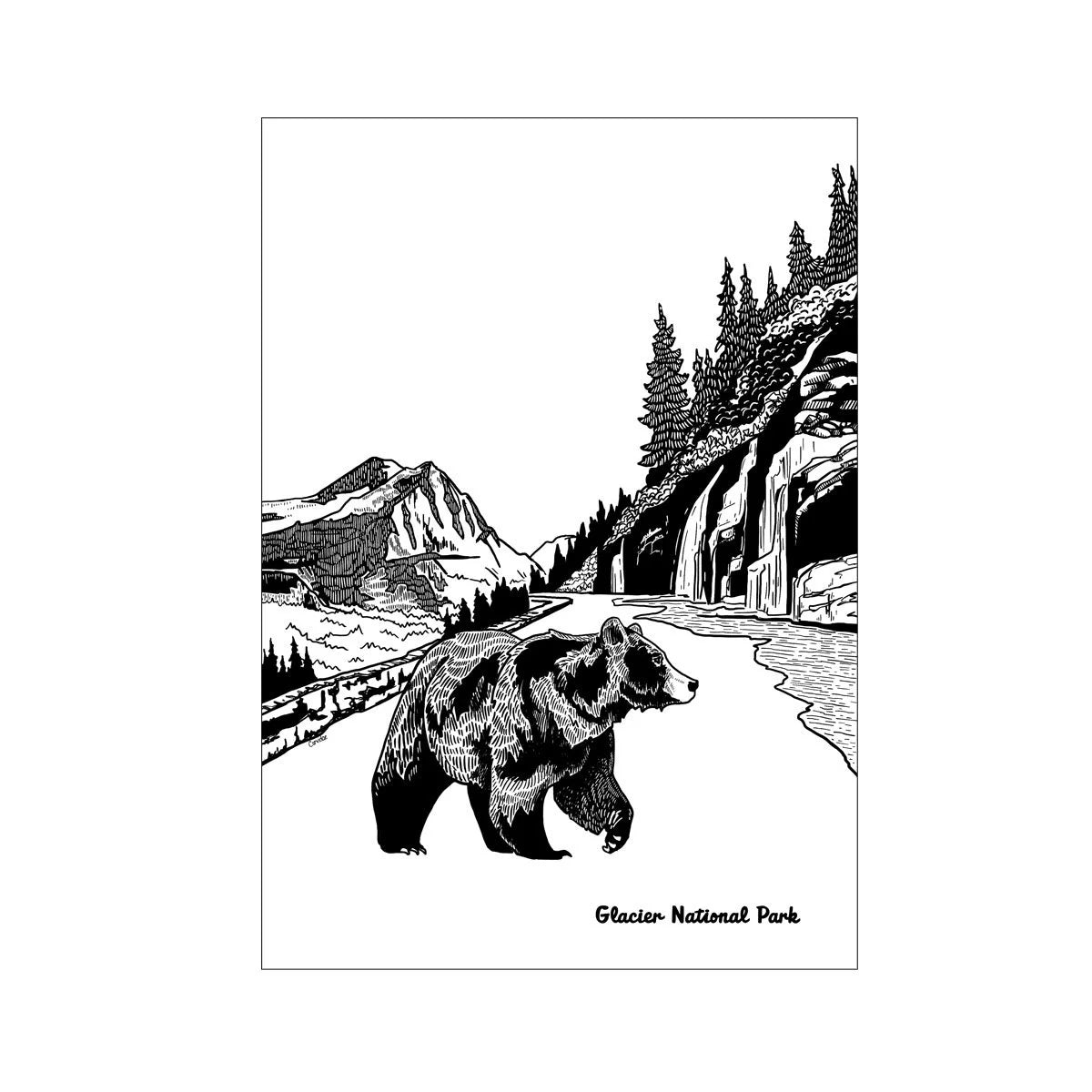 Weeping Wall Grizzly Kitchen Tea Towel