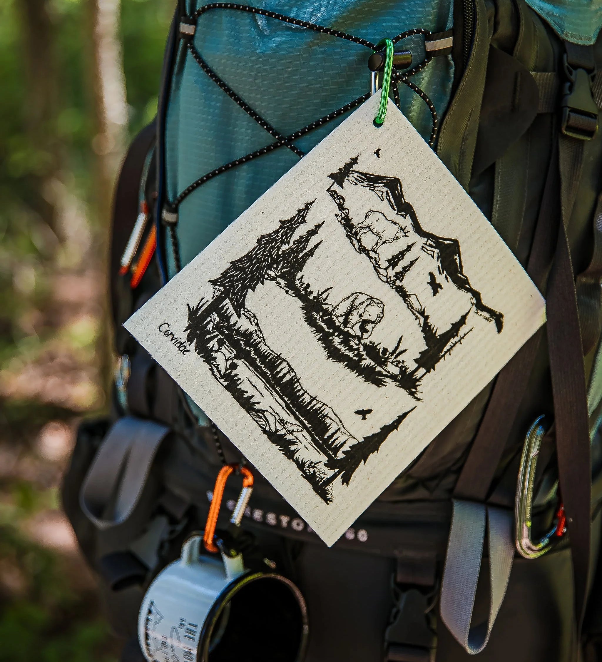 Alpine Mountains Carabiner Camping Swedish Dishcloth