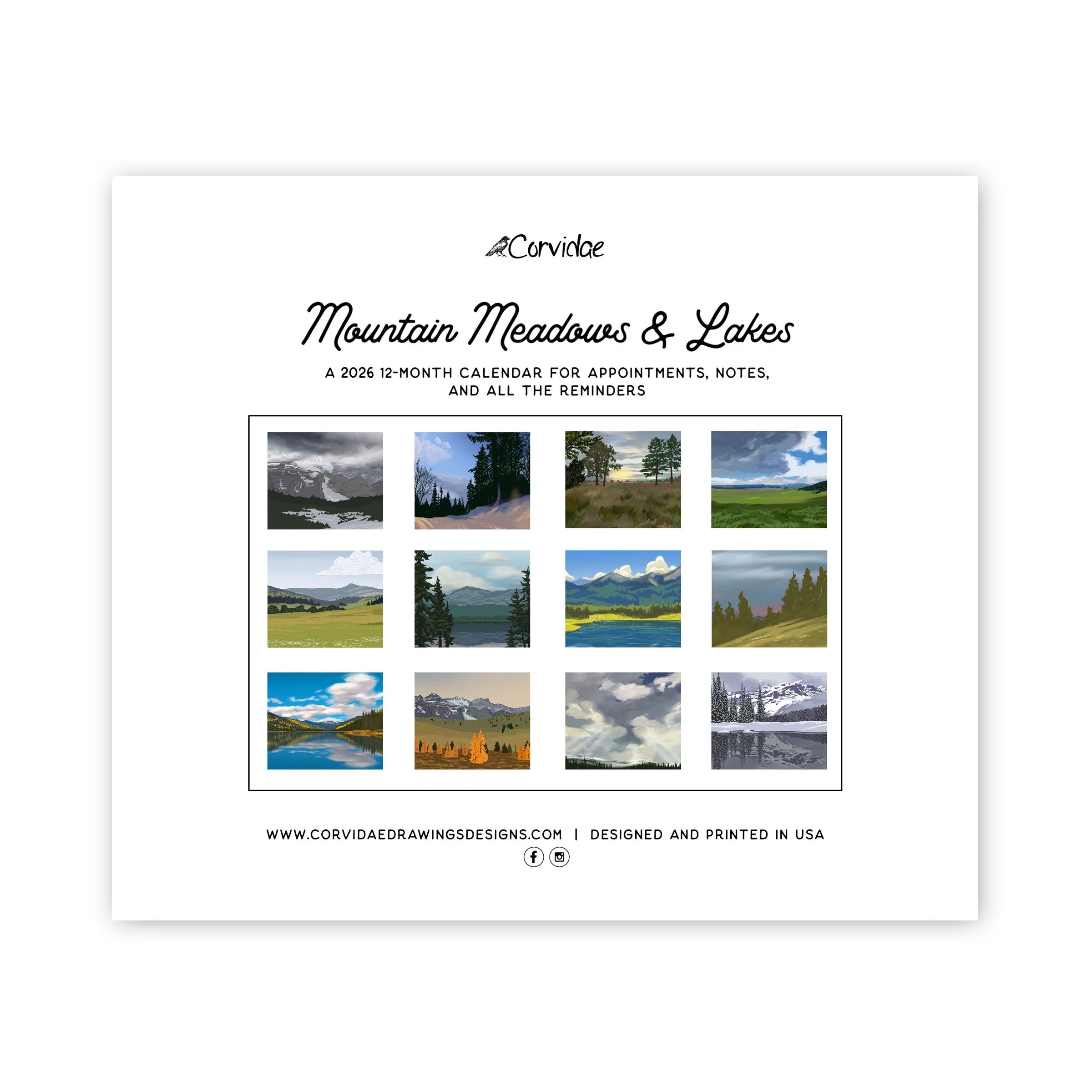 Mountain Meadows and Lakes 2026 Calendar