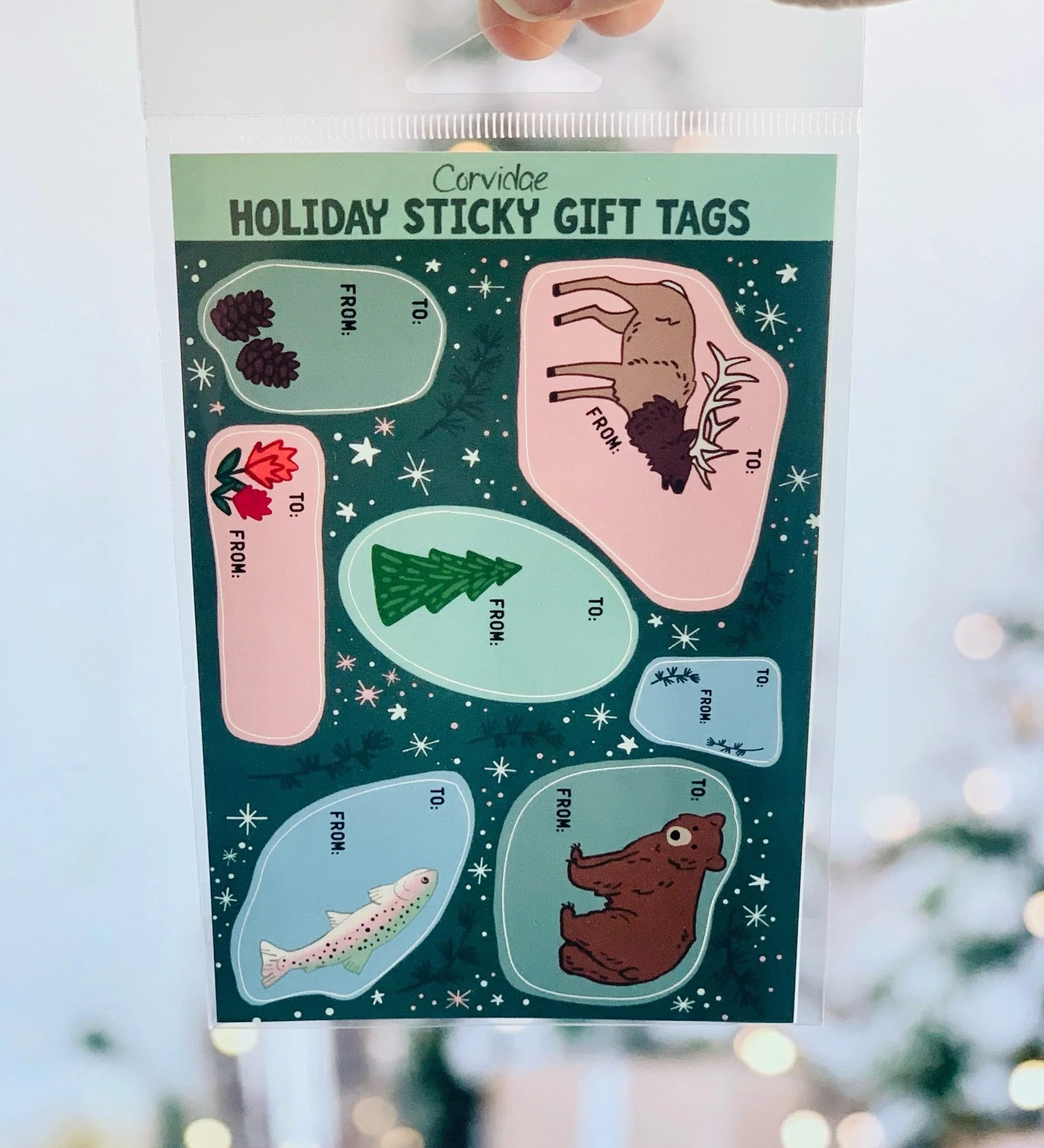 Holiday Wildlife Sticky Gift Tags - Set of 2 sheets
