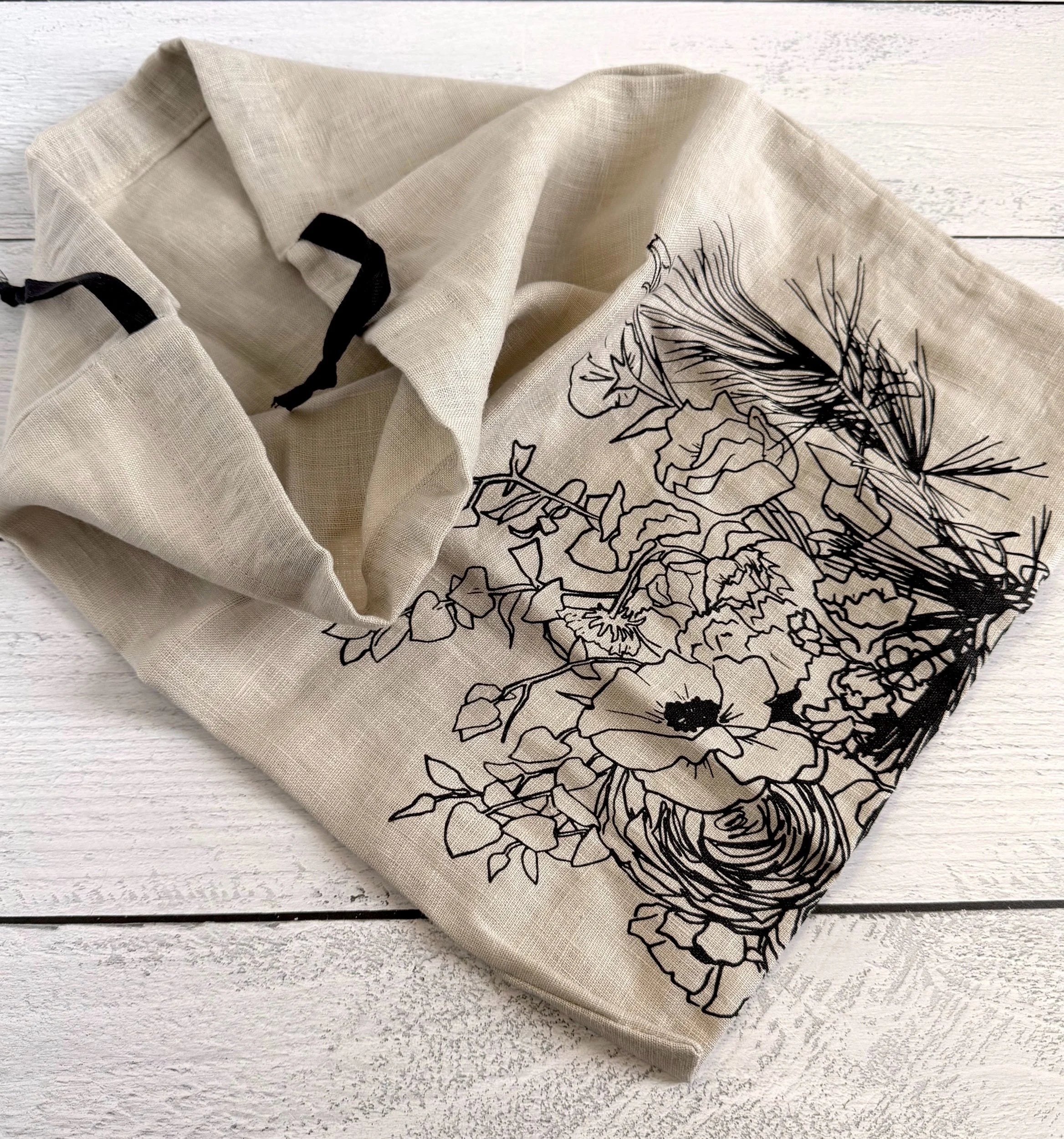 Printed Linen Bread Bag