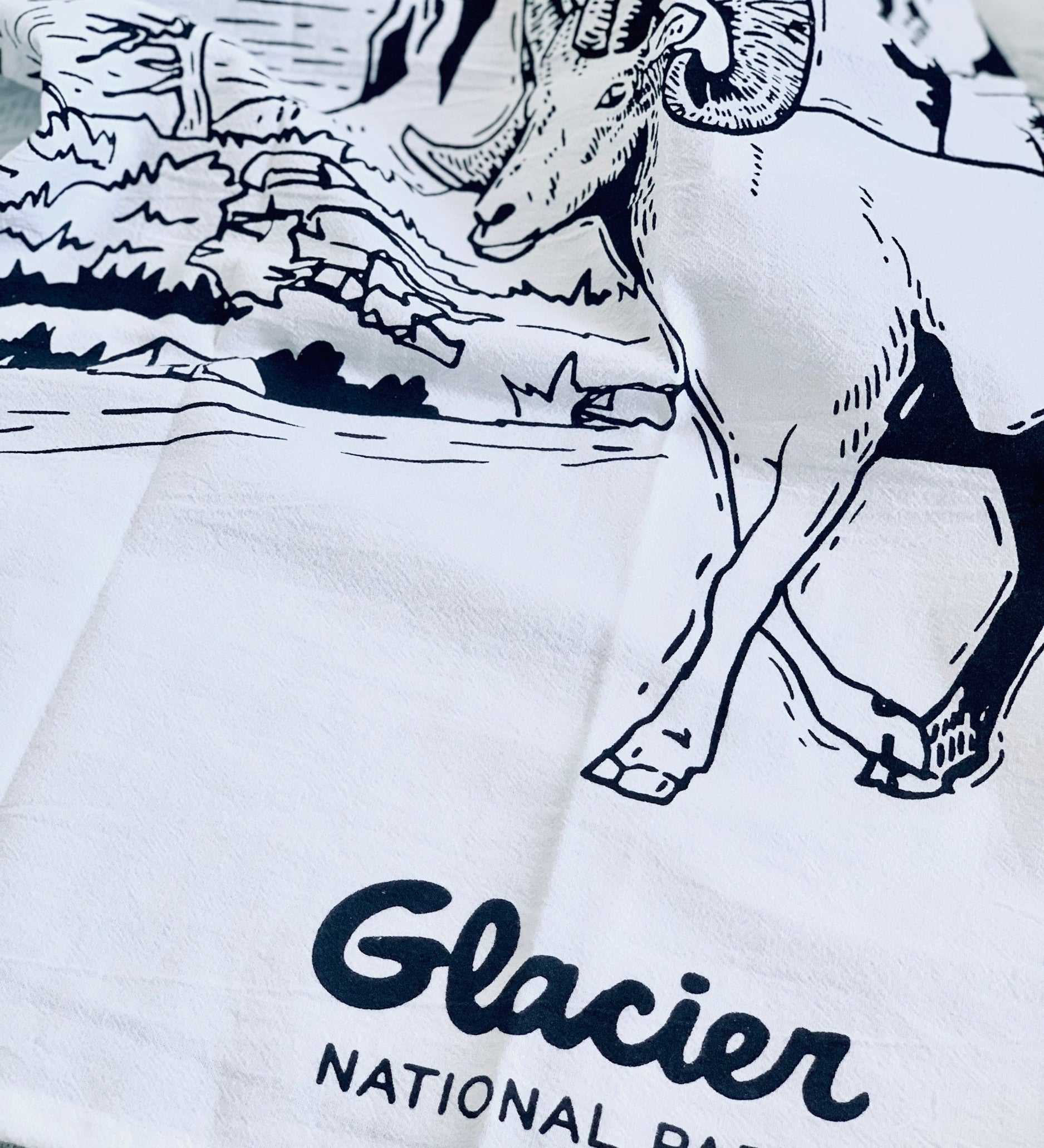 St Mary Bighorn Kitchen Tea Towel - Glacier National Park