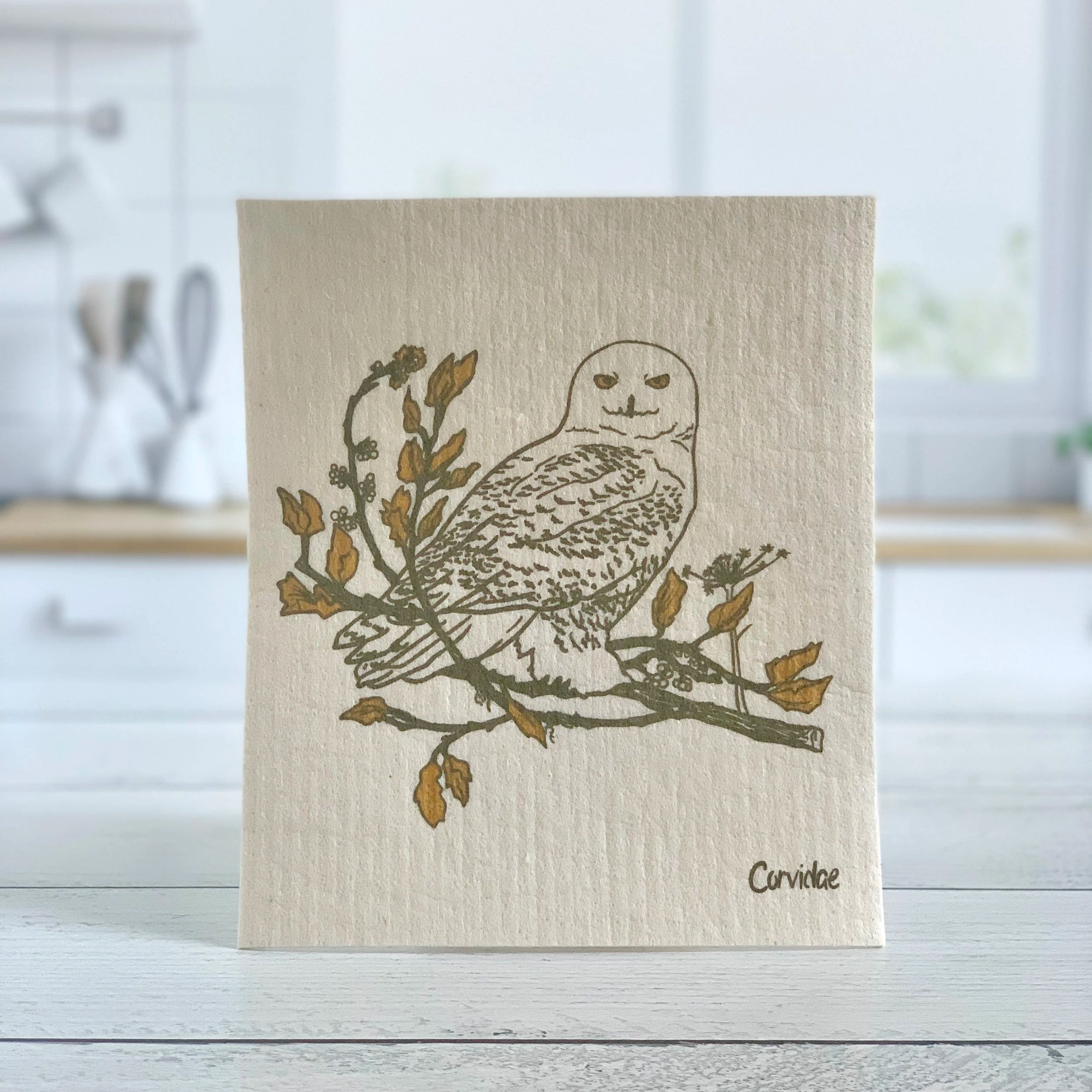 Snowy Owl Swedish Dishcloth