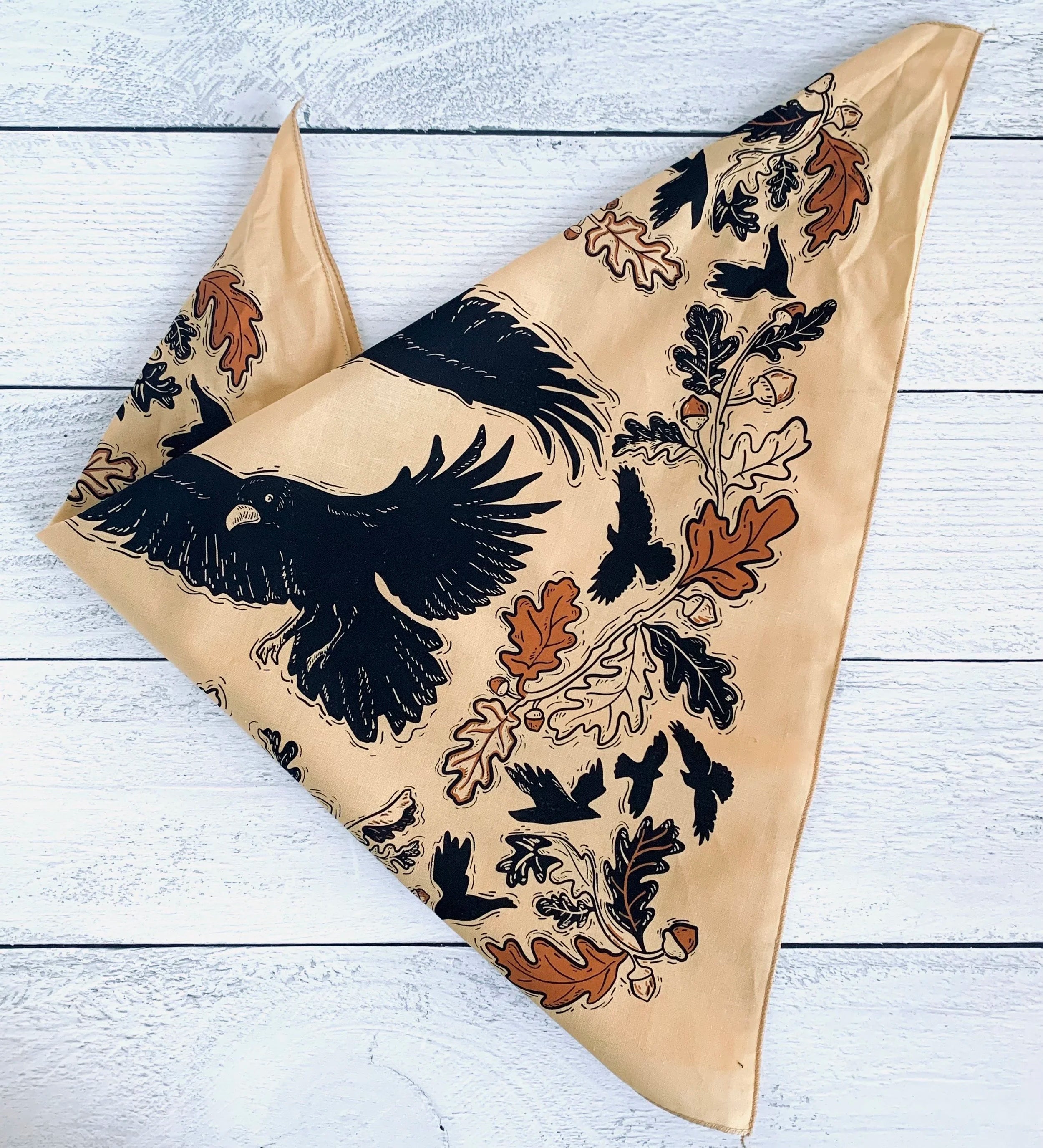 Crow + Oak Leaves Bandana
