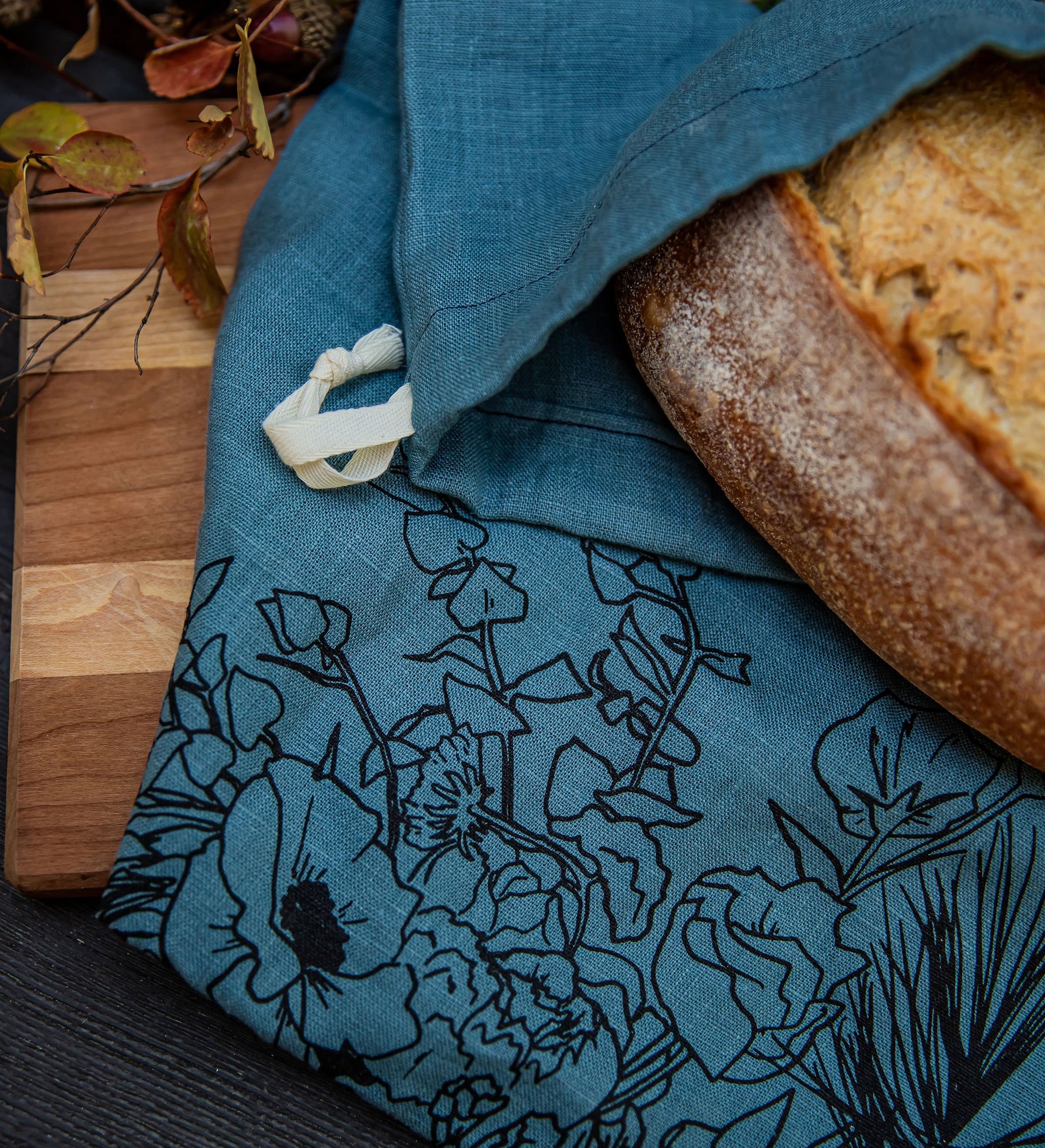 Printed Linen Bread Bag