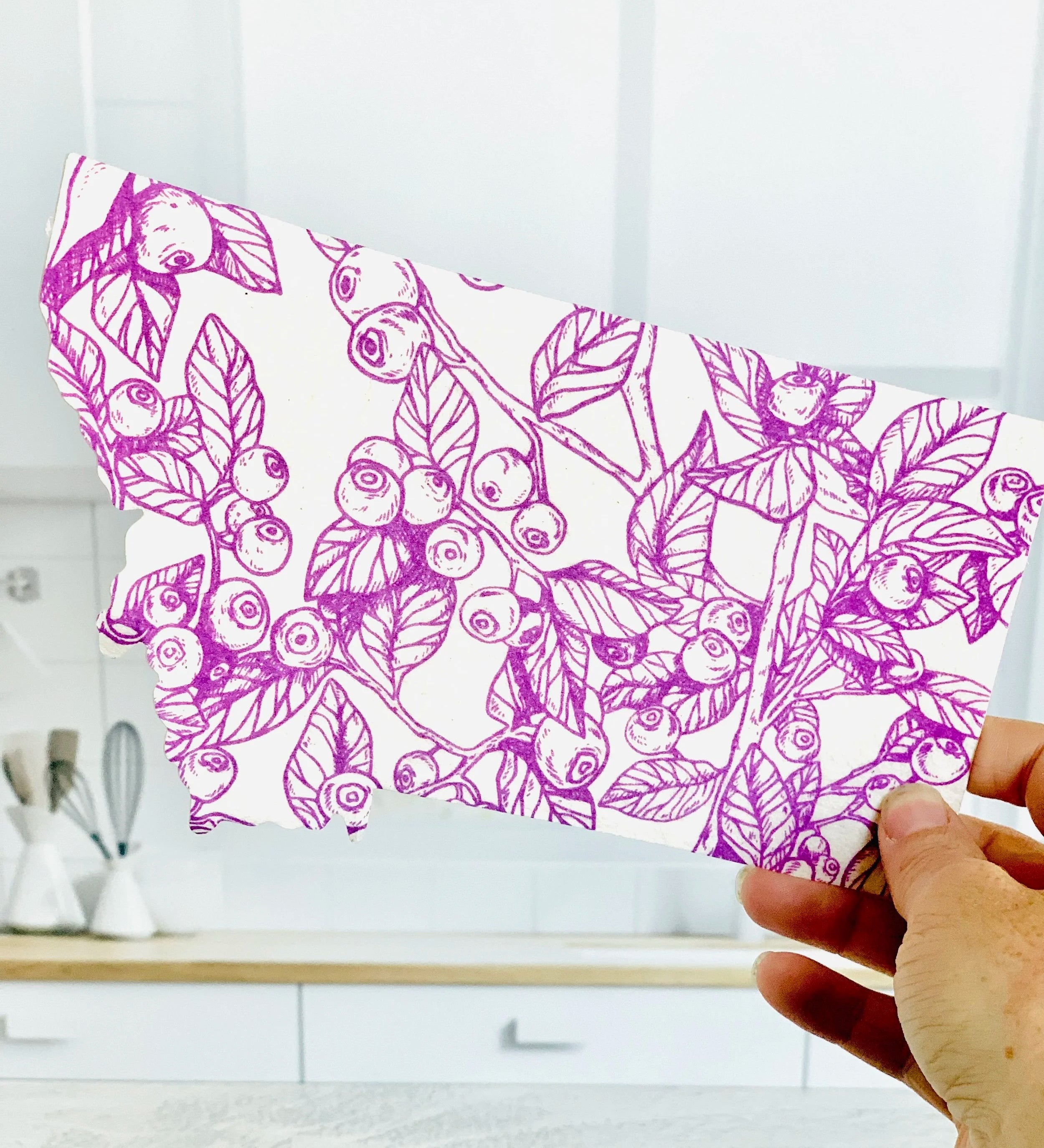 Montana Shaped Swedish Dishcloth - Purple Huckleberry