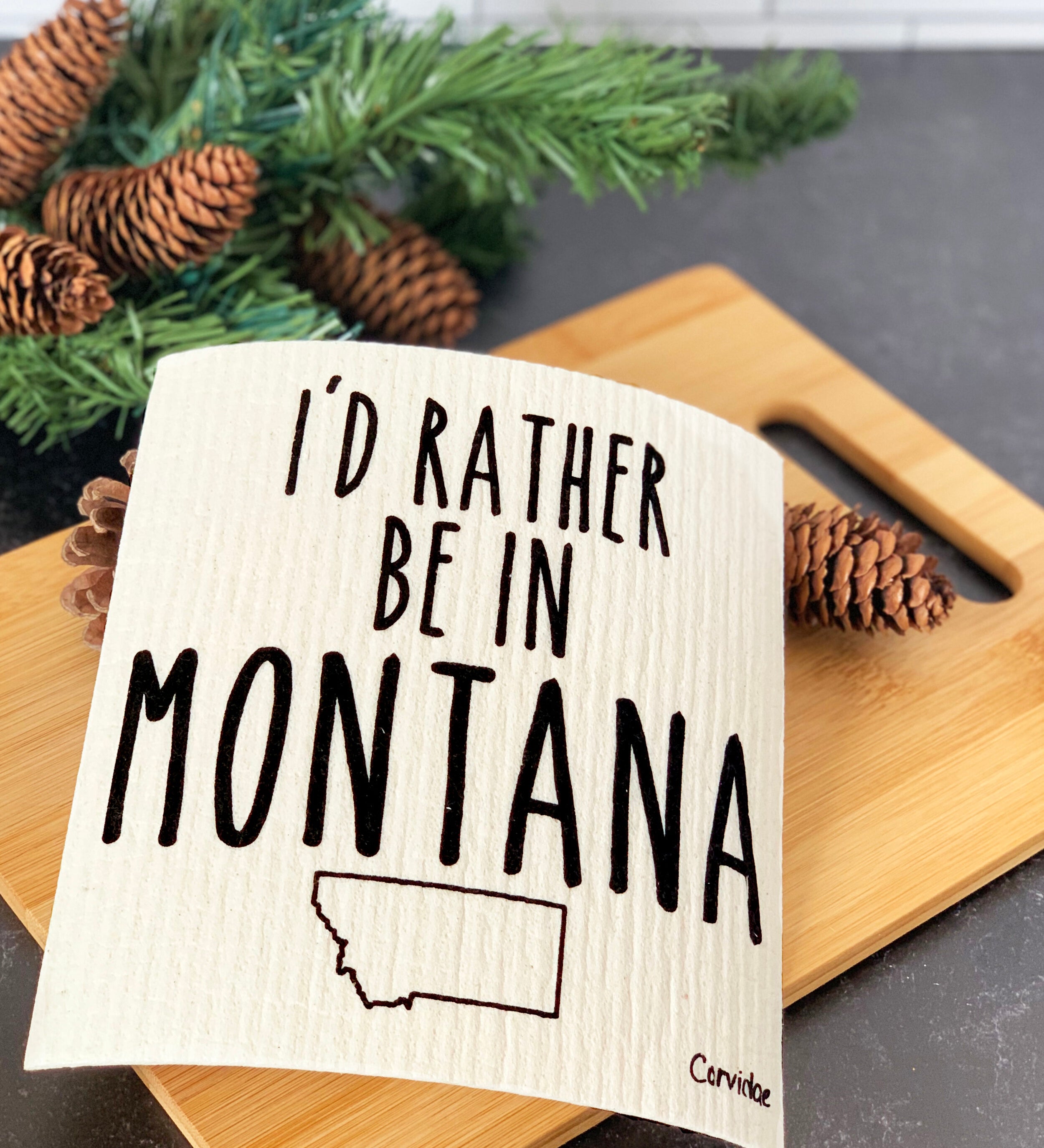 Rather be in Montana Swedish Dishcloth