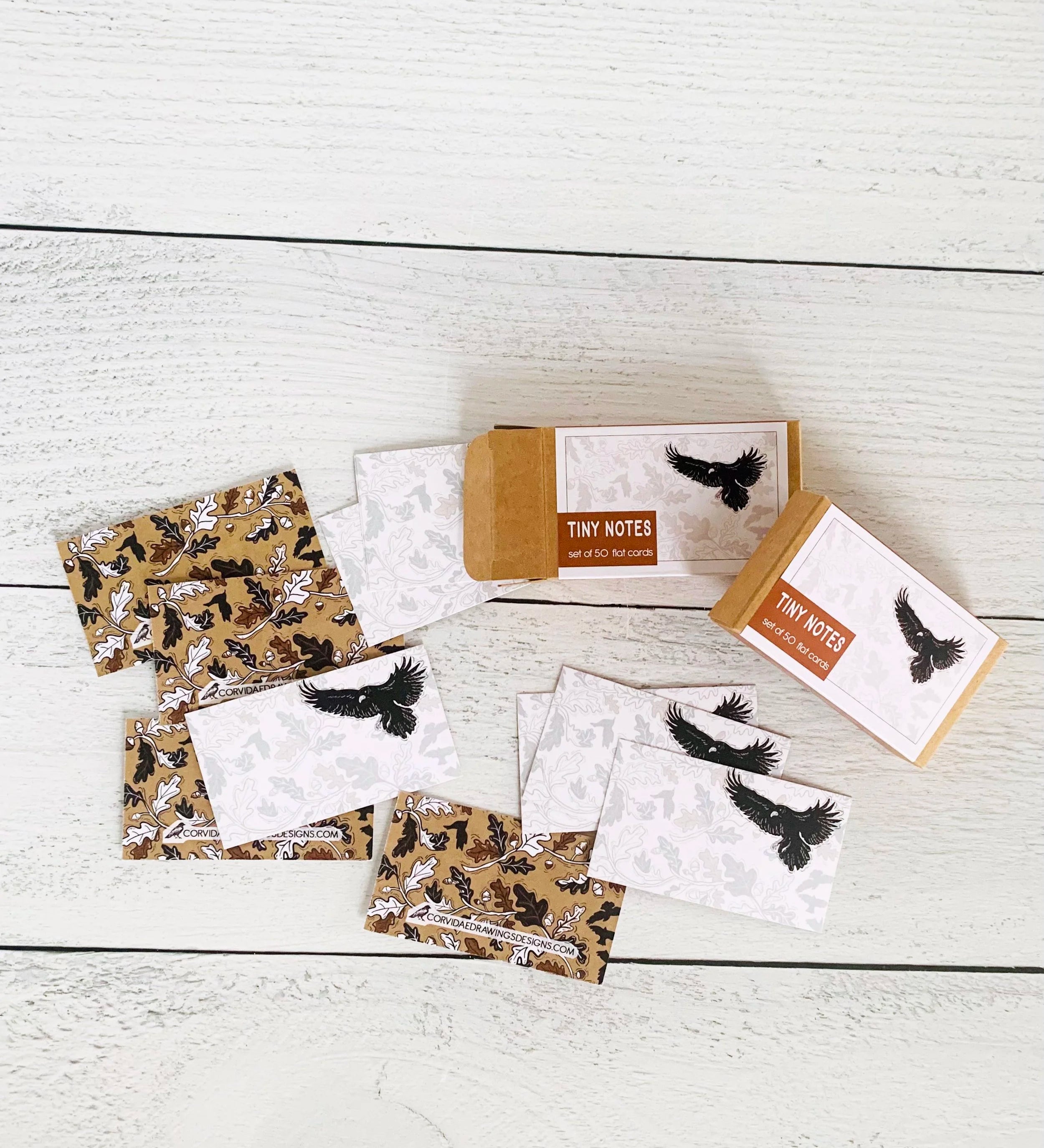 Crow  and Oak Leaves Tiny Notes