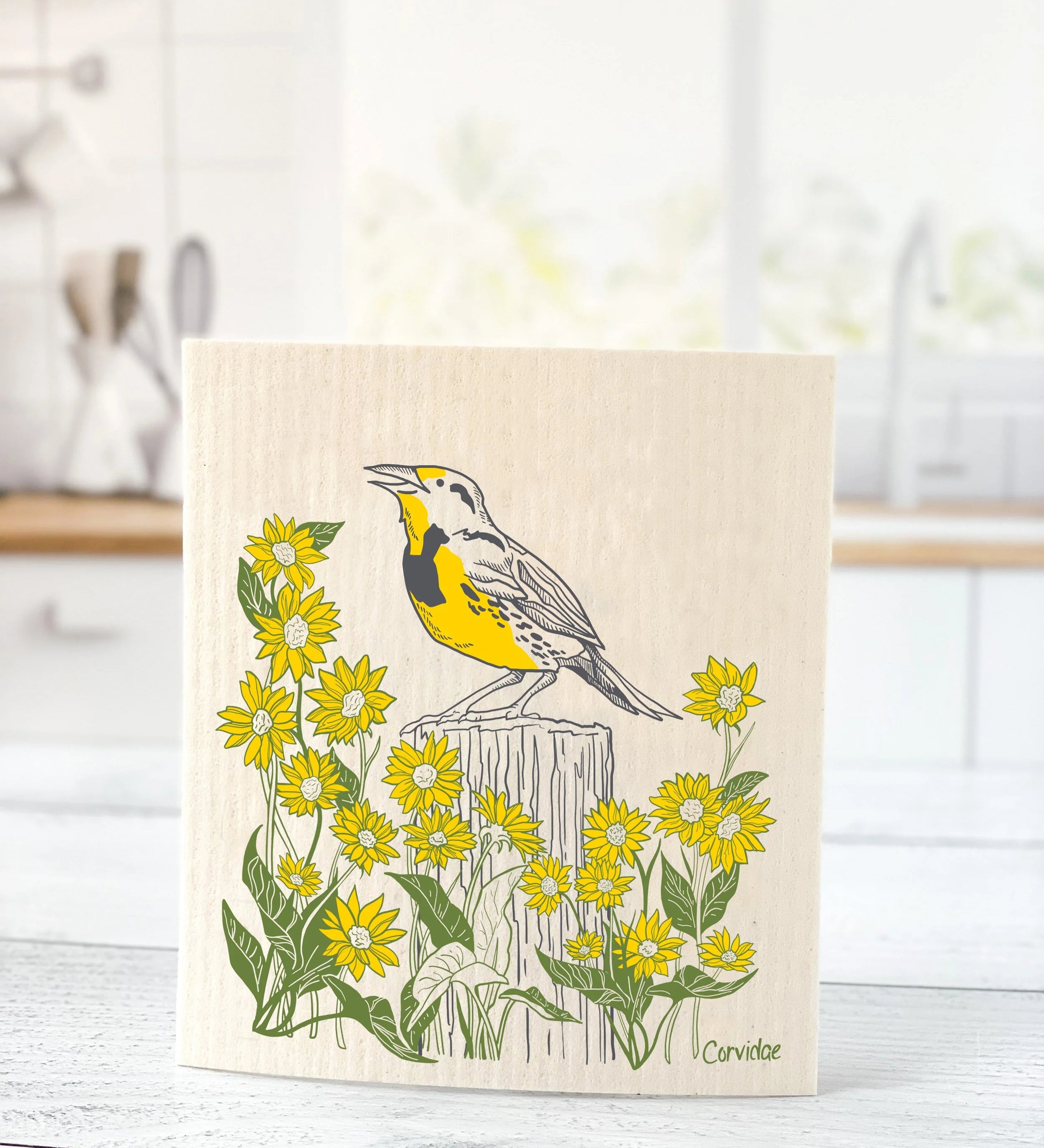 Meadowlark Wildflowers Swedish Dishcloth