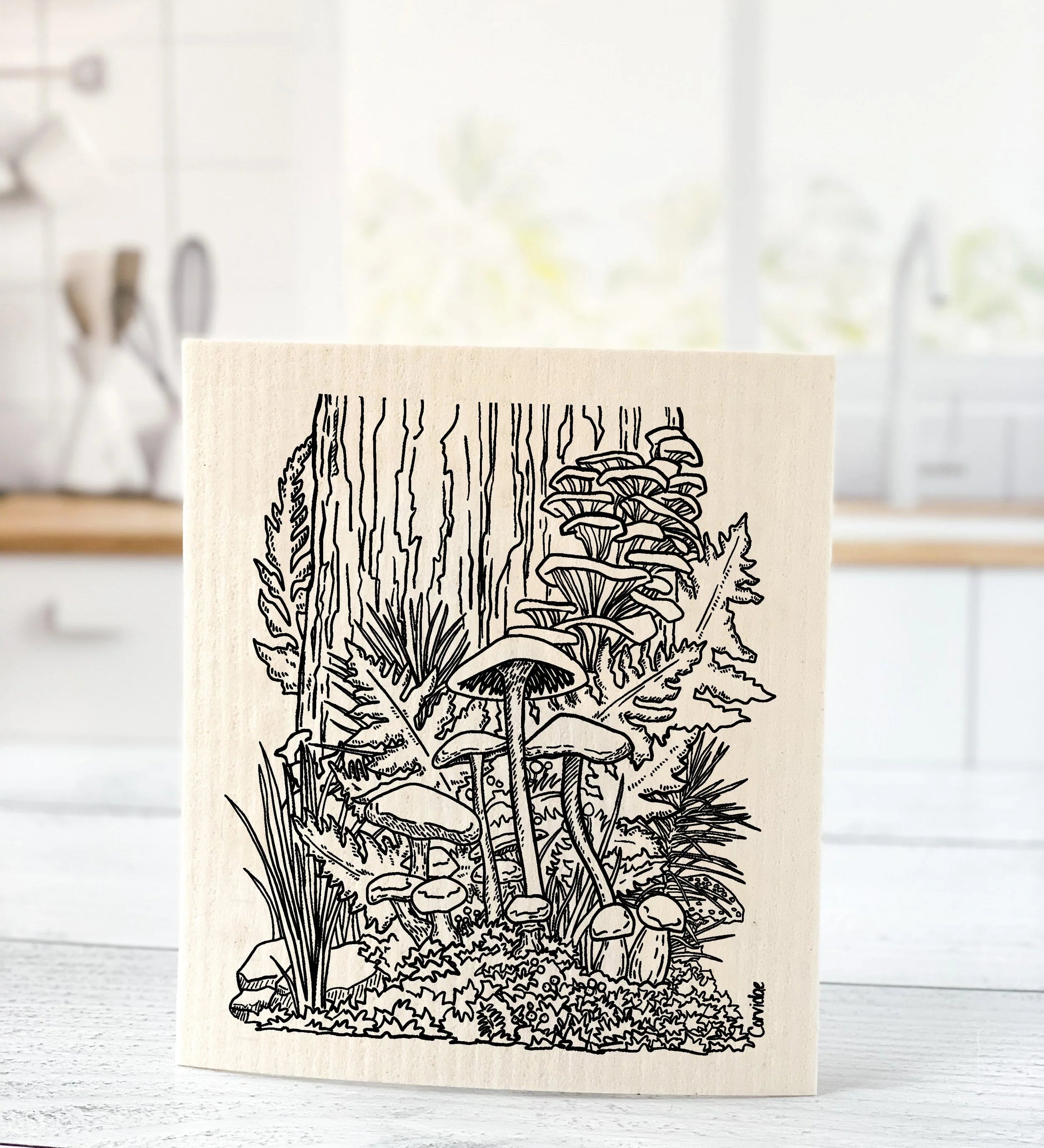 Forest Mushroom Swedish Dishcloth