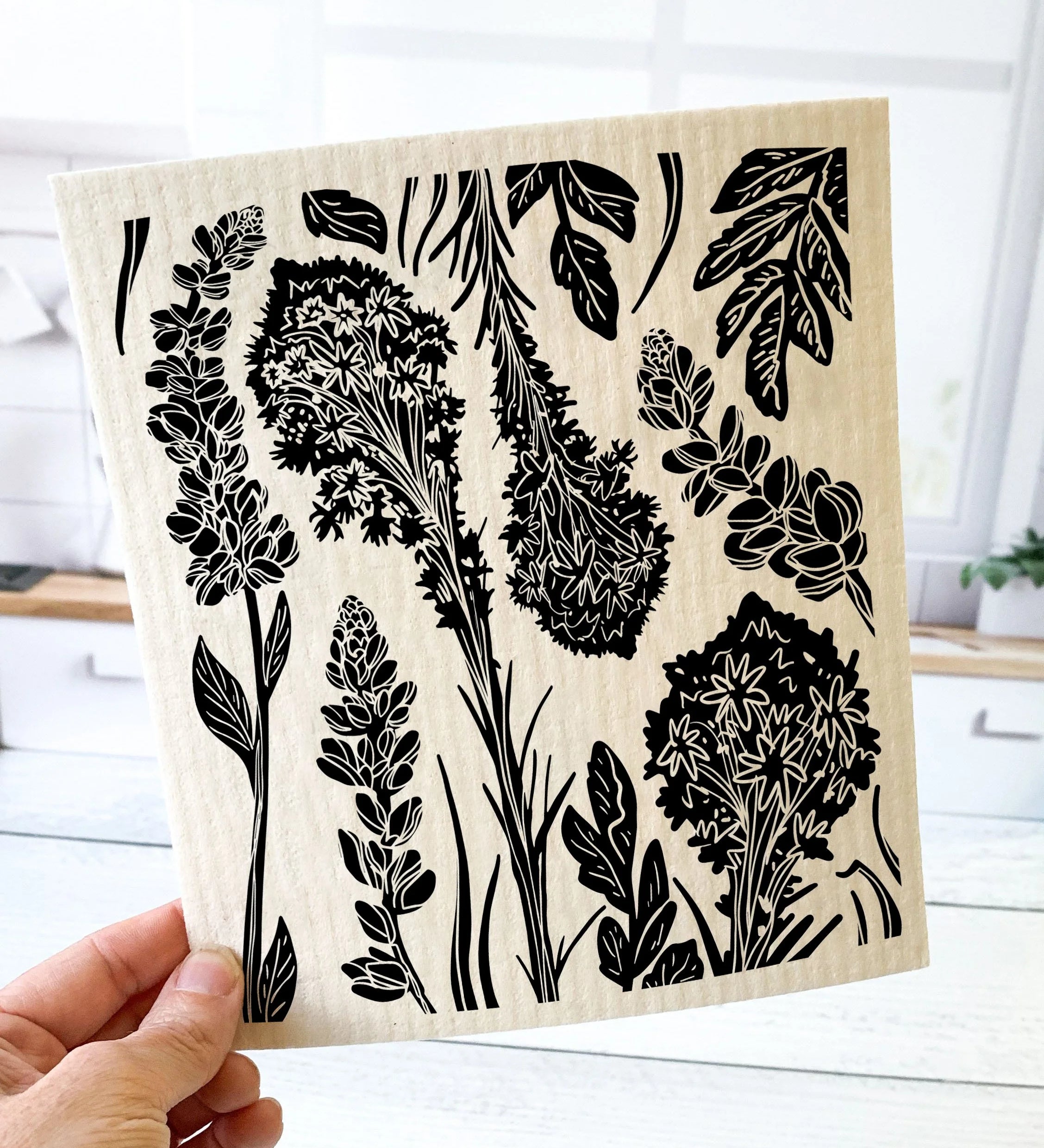 Beargrass and Lupine Swedish Dishcloth
