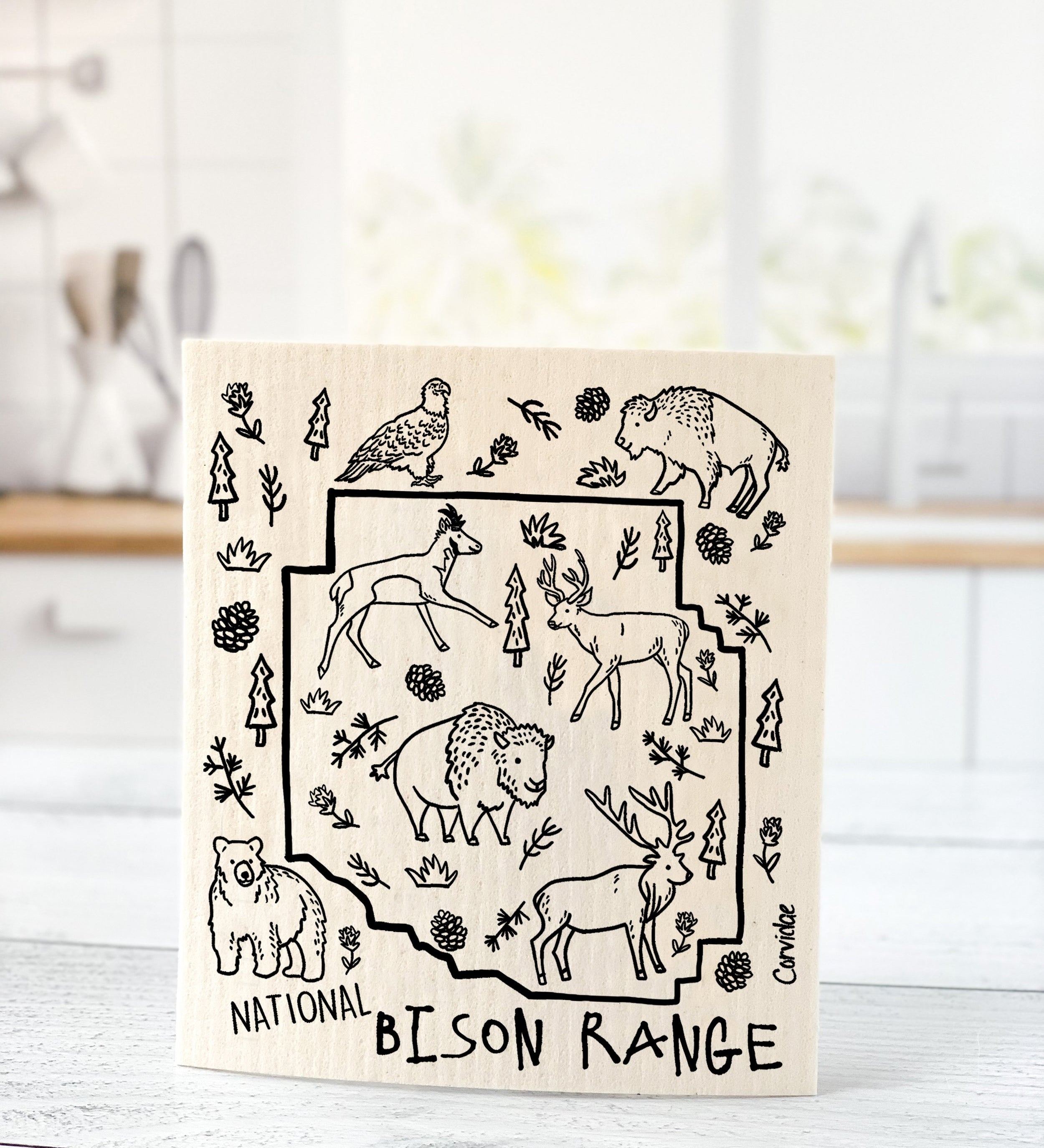 National Bison Range Swedish Dishcloth