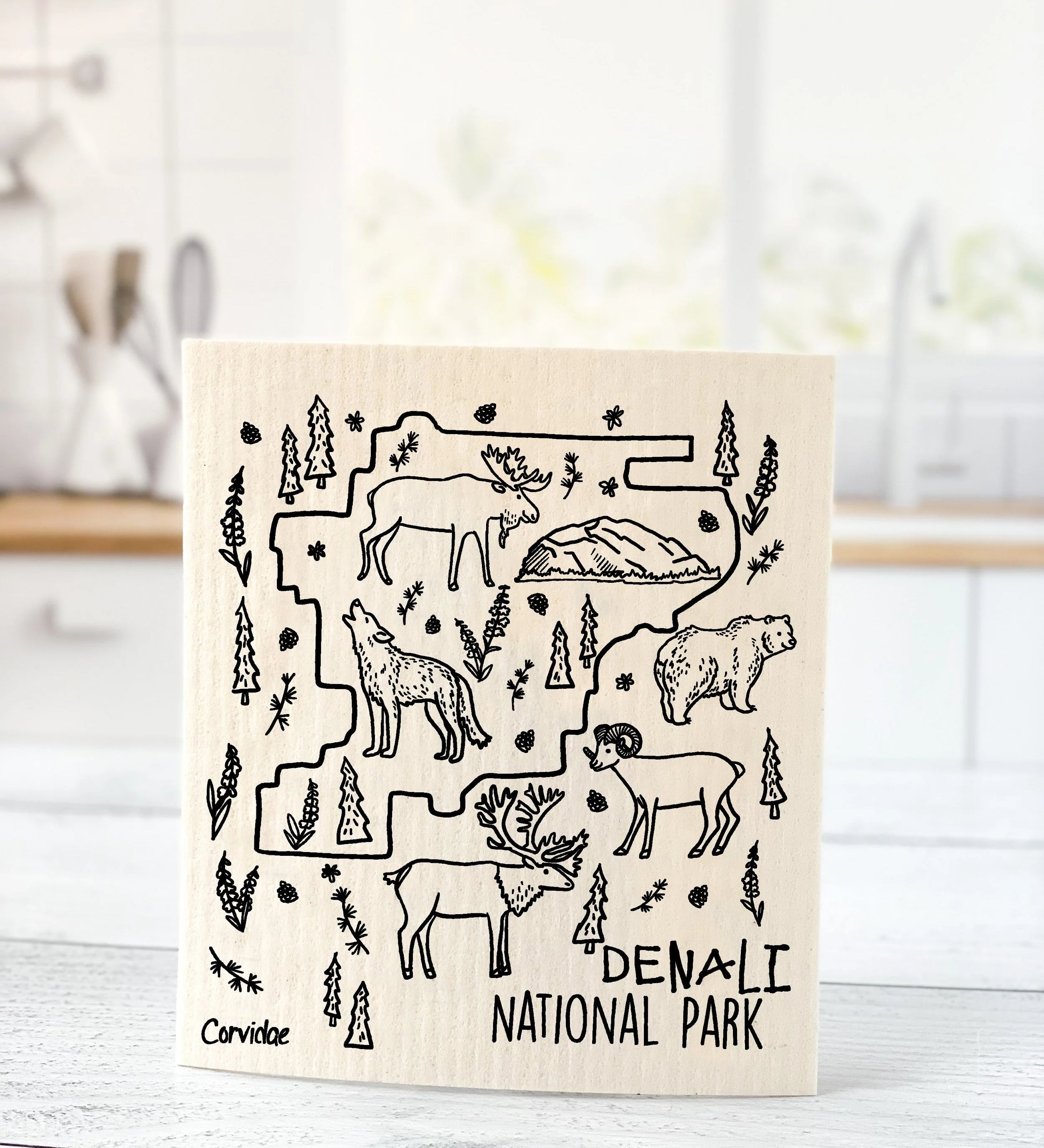 Denali Park Wildlife Dishcloth