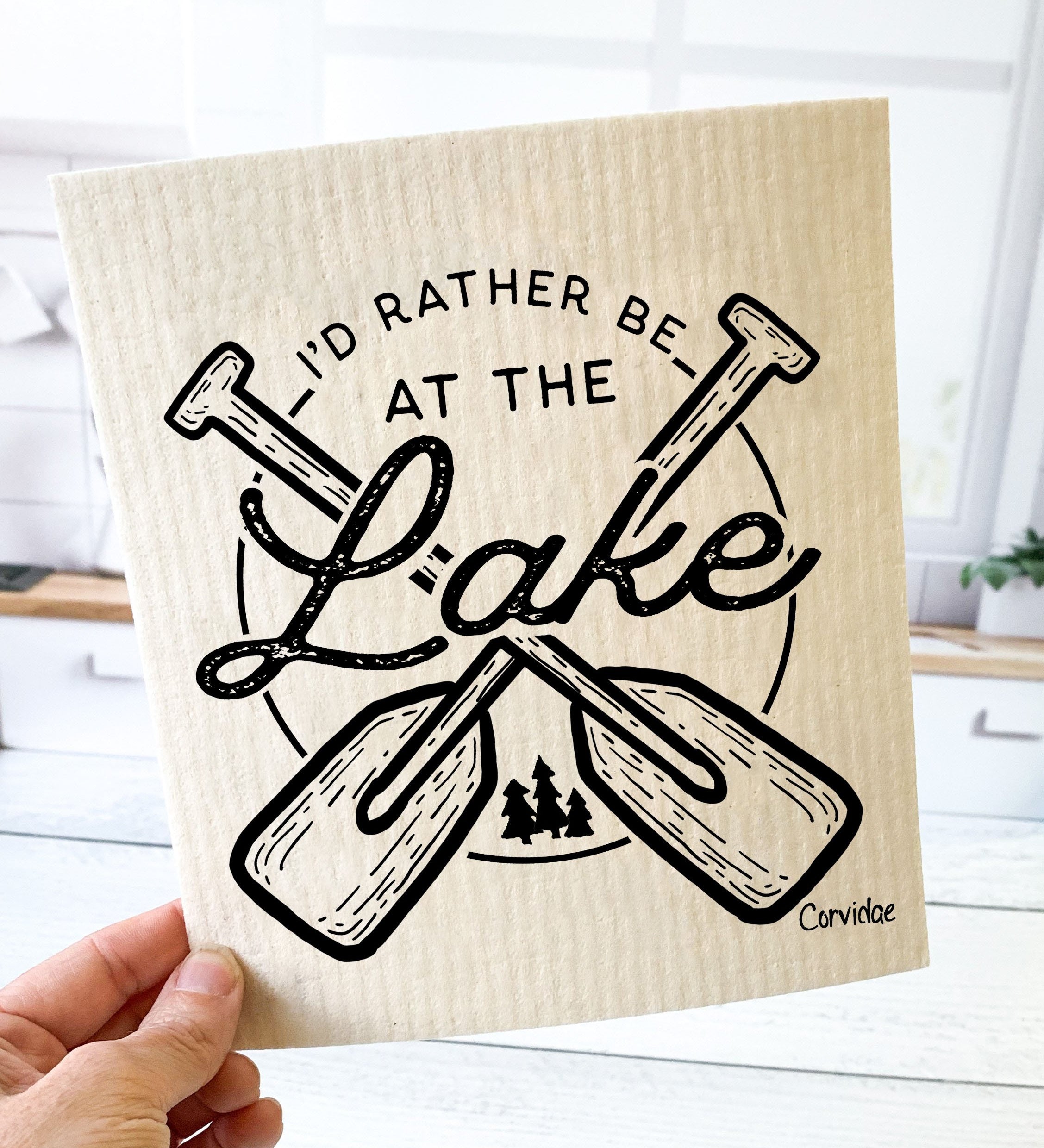 Rather be at the Lake Swedish Dishcloth