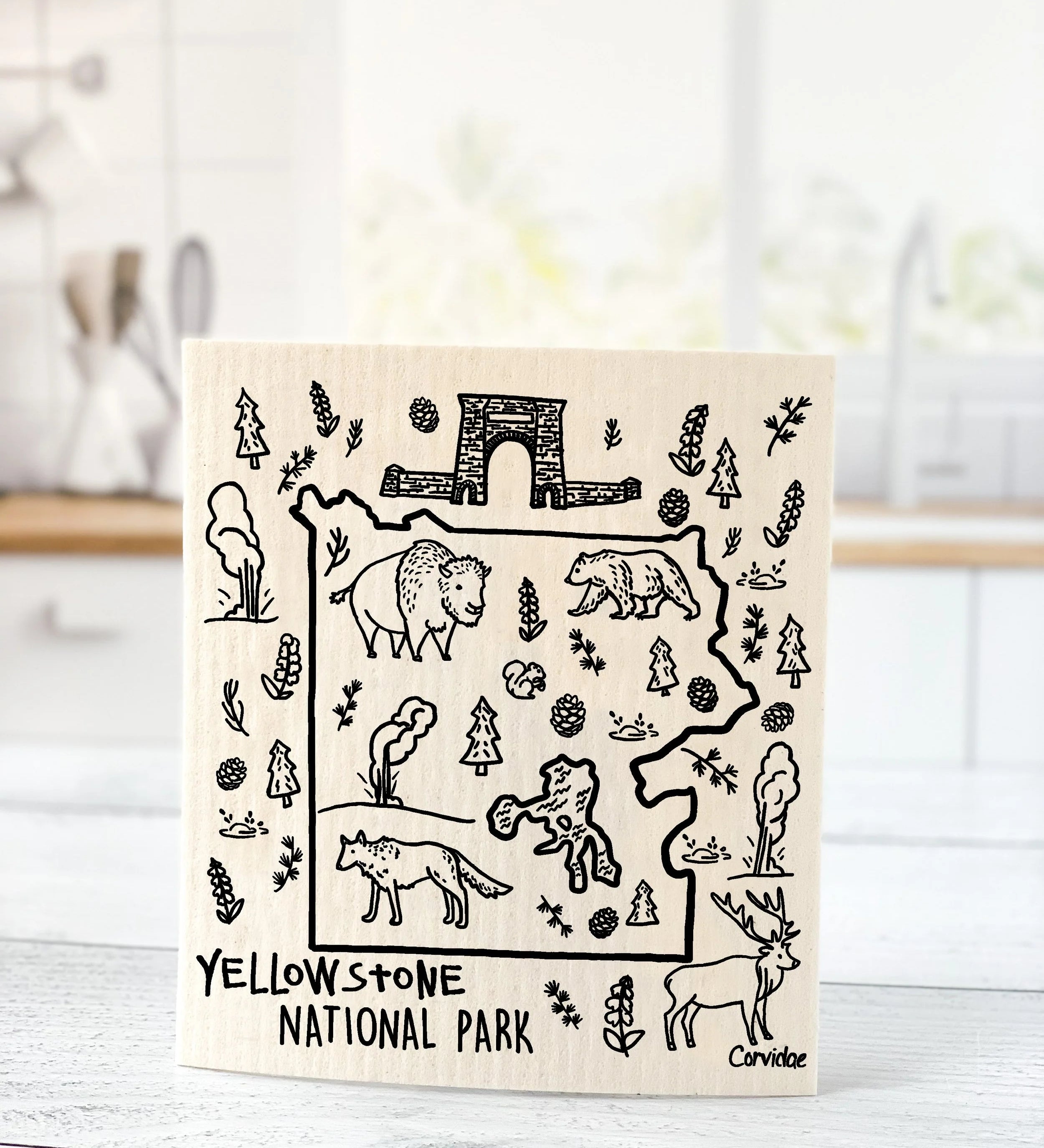 Yellowstone Park Wildlife Dishcloth