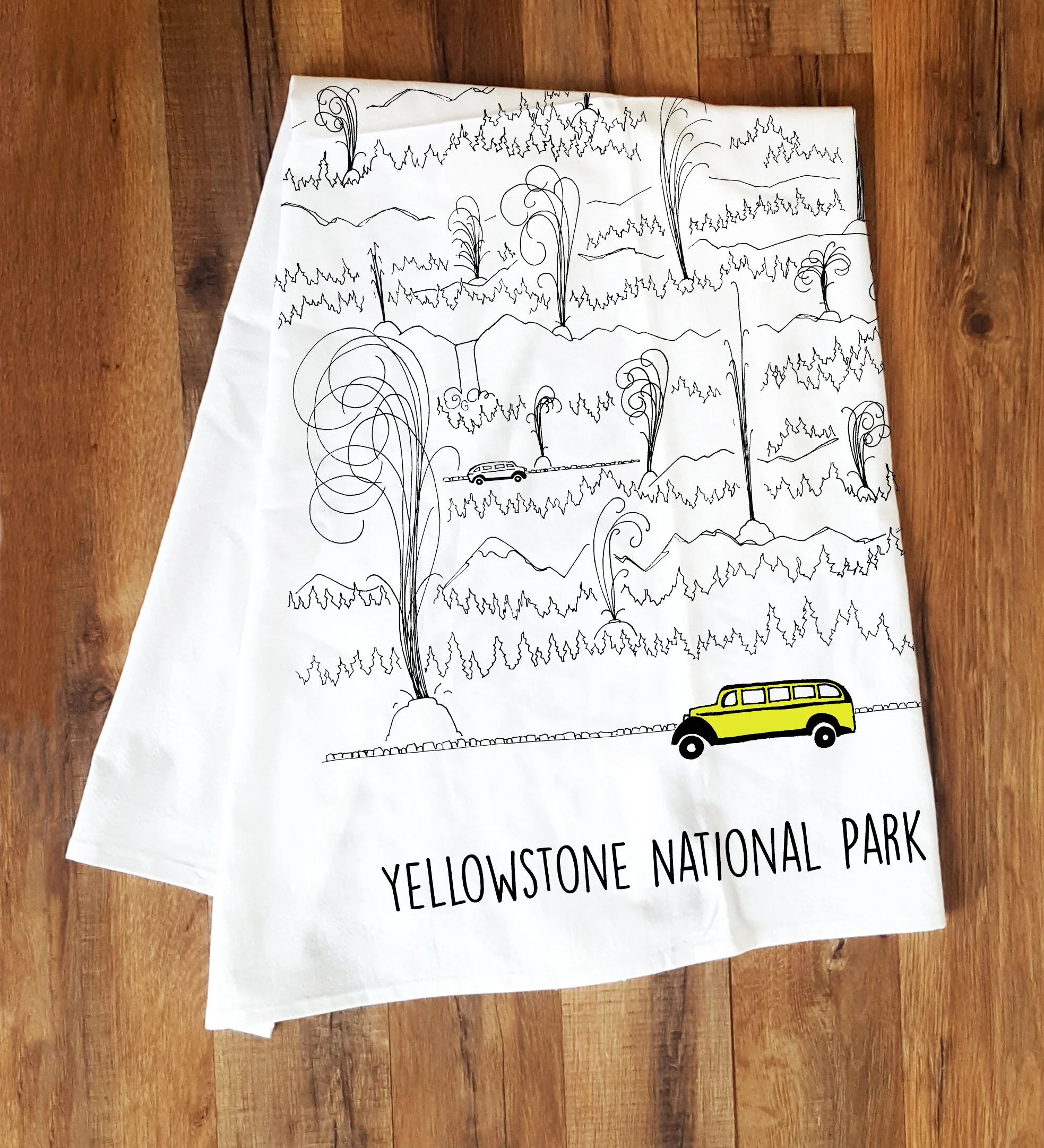 Jammer & Geysers Tea Towel (Yellowstone National Park)
